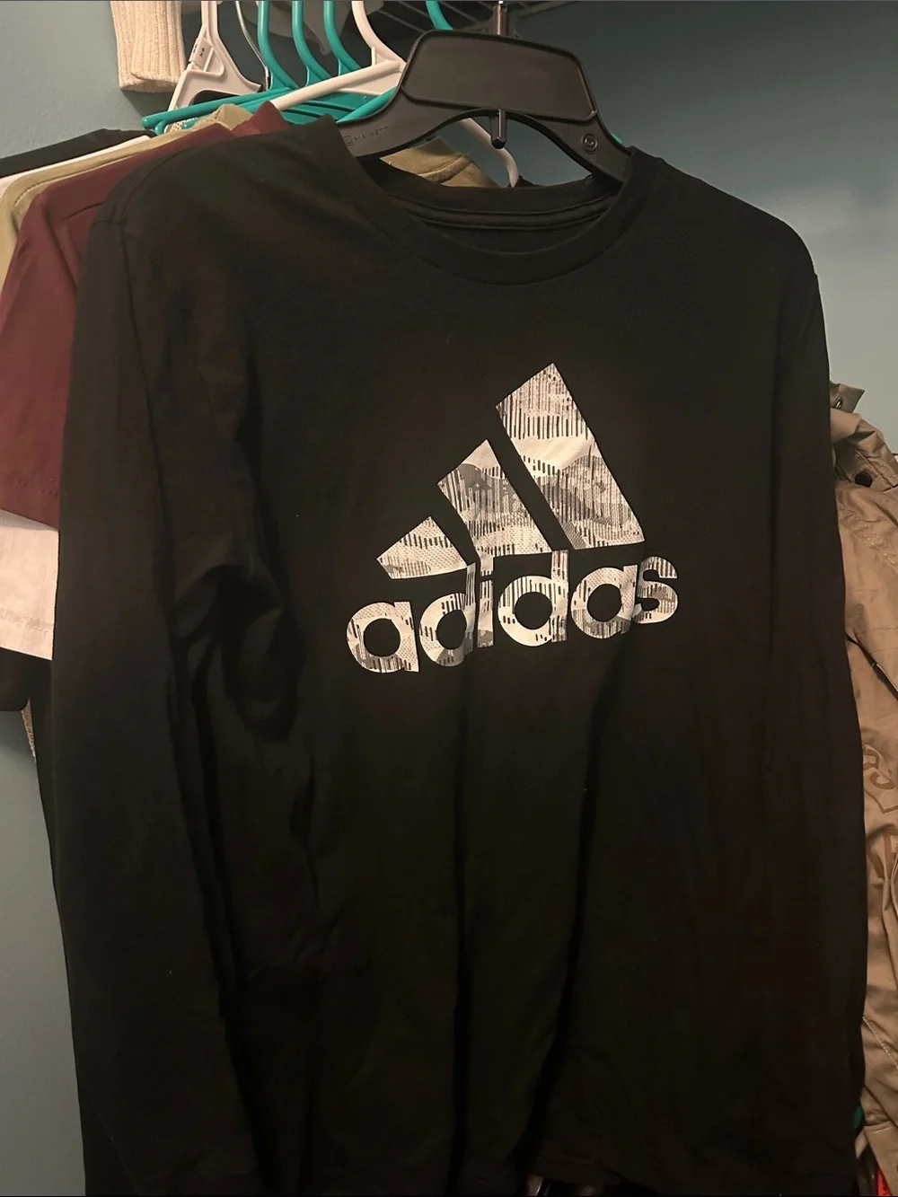 Adidas Black Long Sleeve Tee with White Graphic Logo